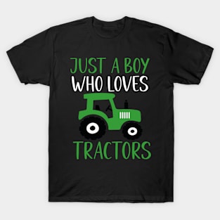 Just a Boy who Loves Tractors Green T-Shirt